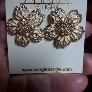 Amirita Singh Pierced White Enamel and Rhinestones